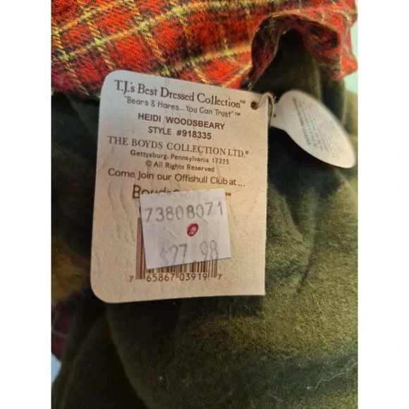 Boyds Bears Heidi Woodsbeary 918335 10" Plush Autumn Plaid - Picture 7 of 7